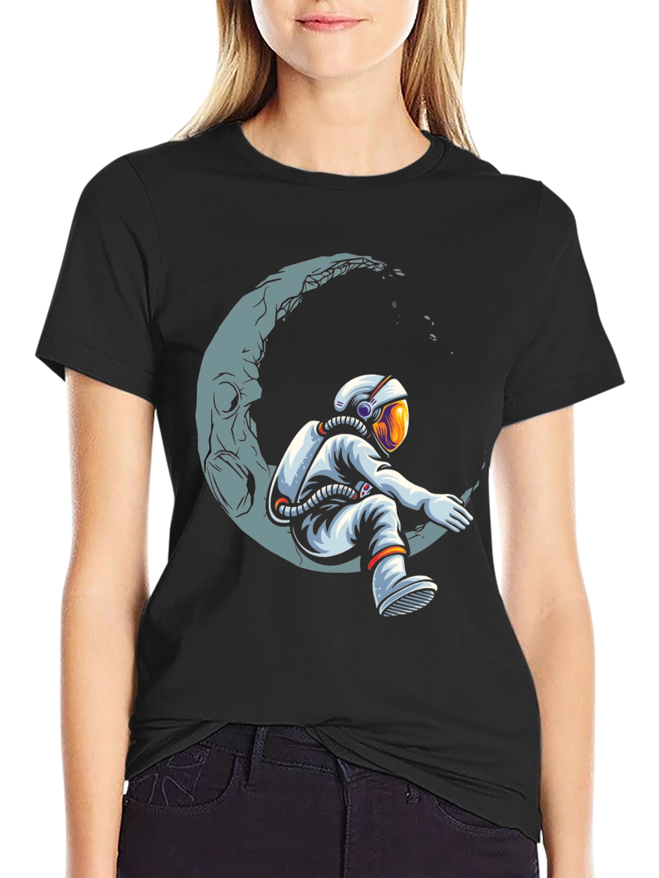 Astronaut Moon T-Shirt - Space Dreamer Graphic Tee
