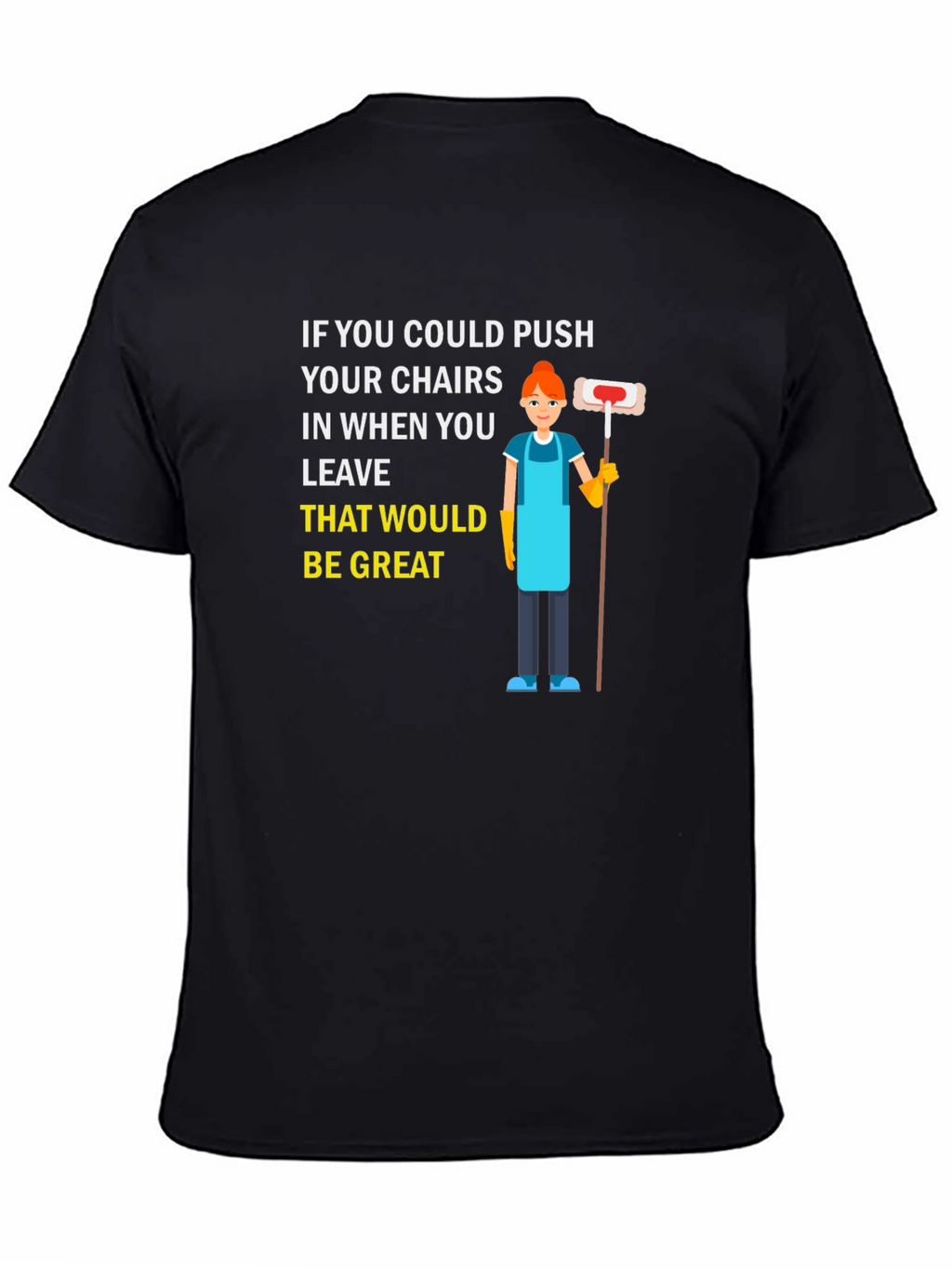 Push In Your Chairs Black Graphic T-Shirt