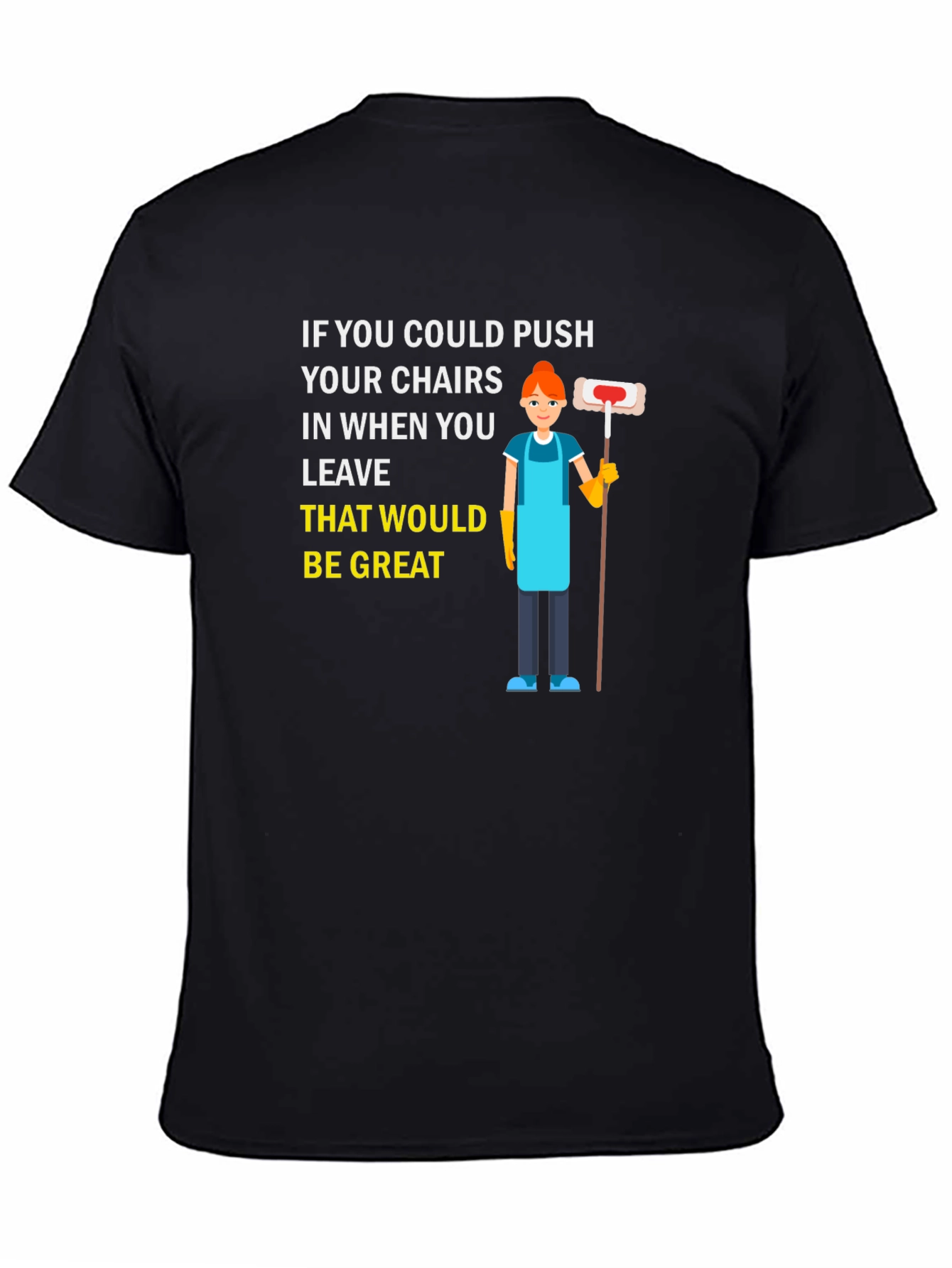 Push In Your Chairs Black Graphic T-Shirt