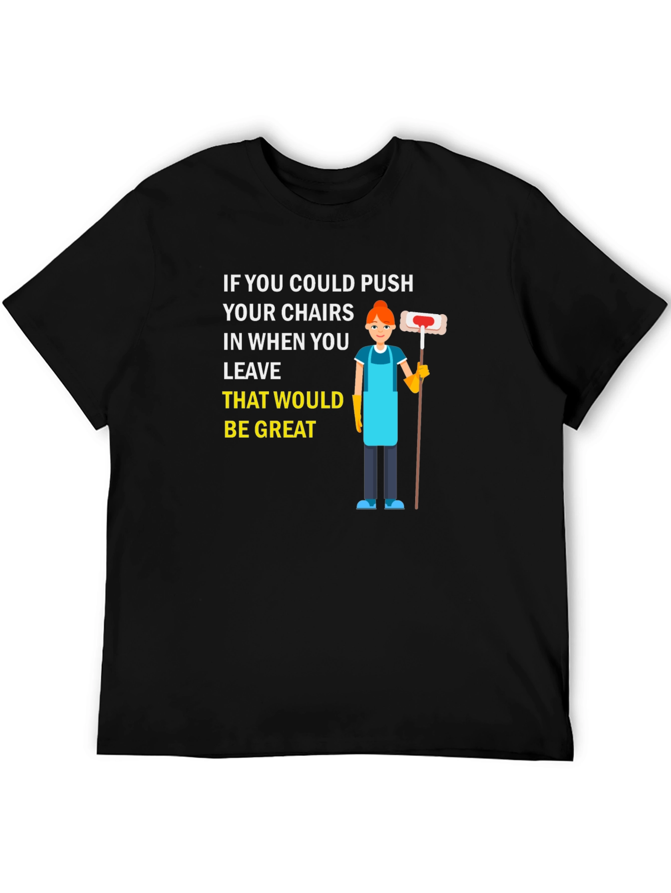 Push In Your Chairs Black Graphic T-Shirt