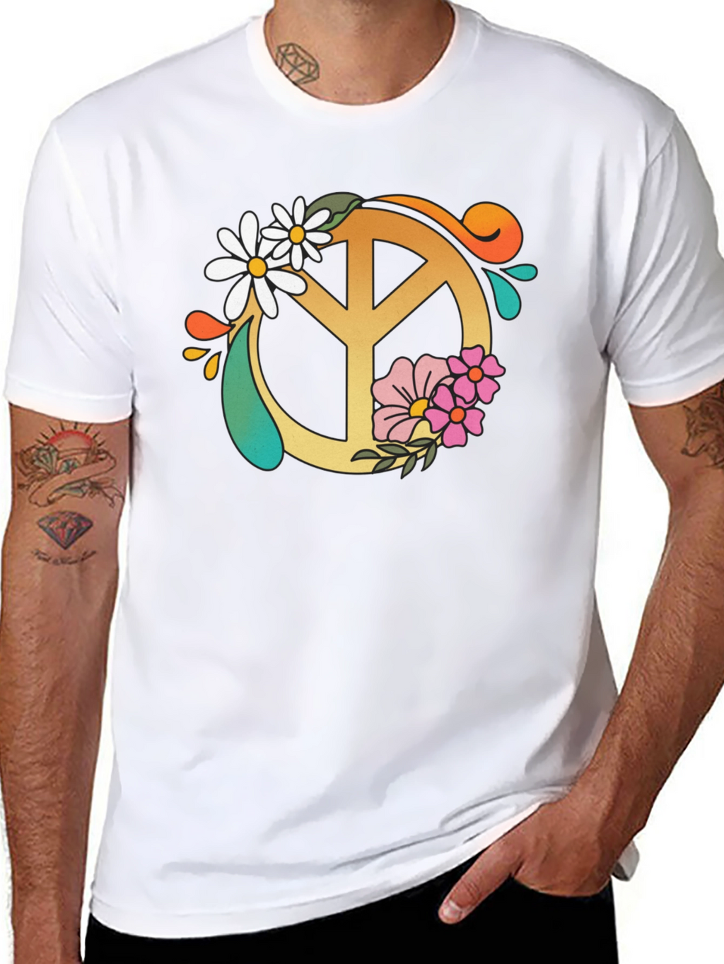 Floral Peace Sign Graphic Tee