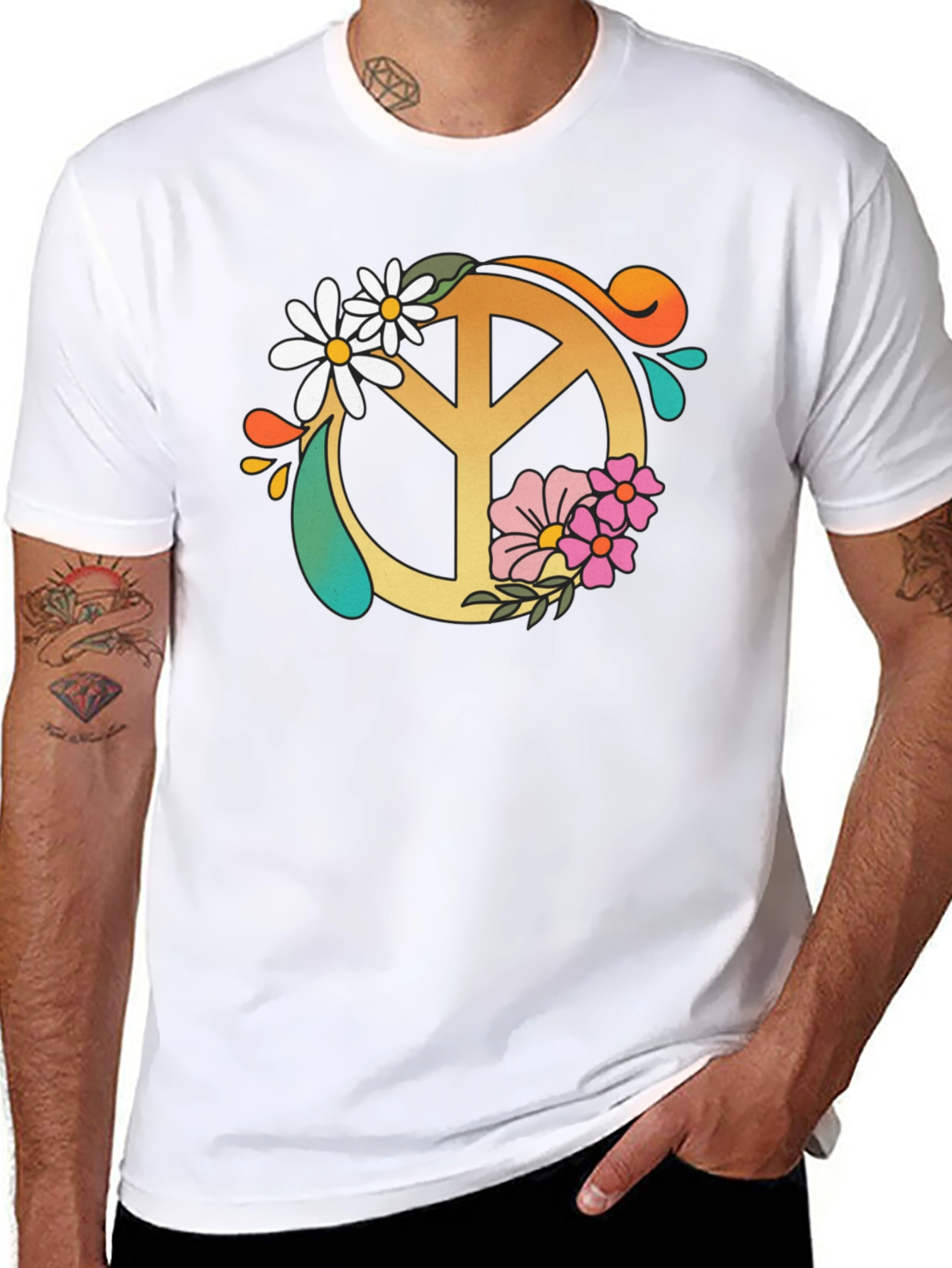 Floral Peace Sign Graphic Tee