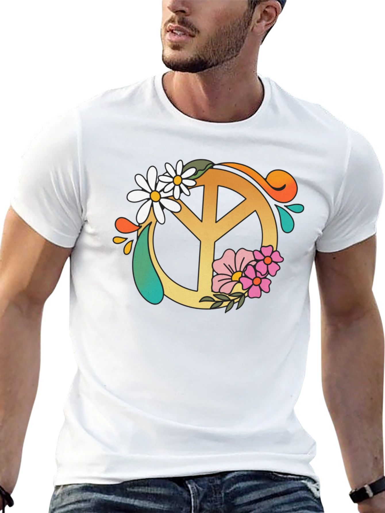 Floral Peace Sign Graphic Tee