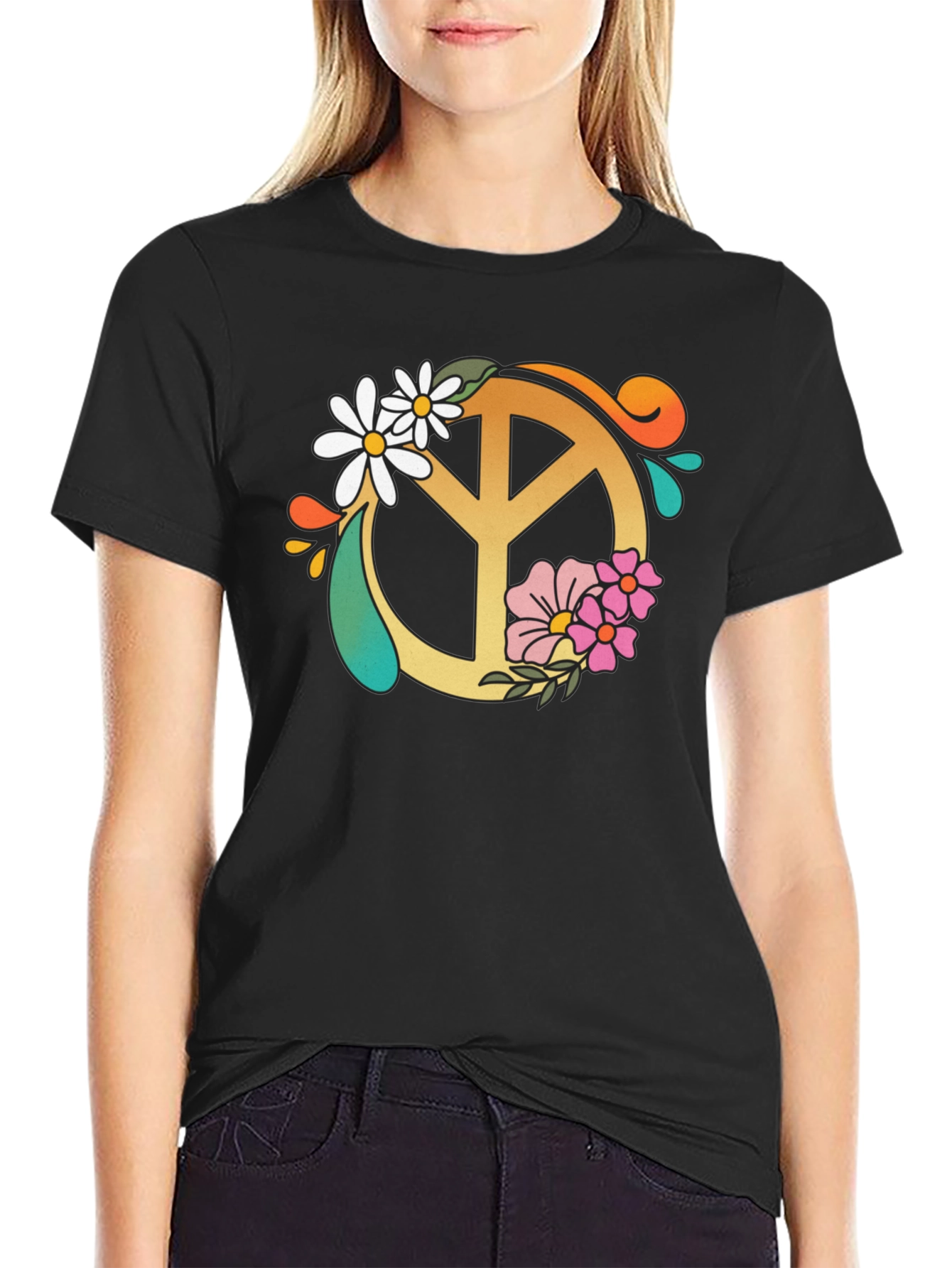 Floral Peace Sign Graphic Tee