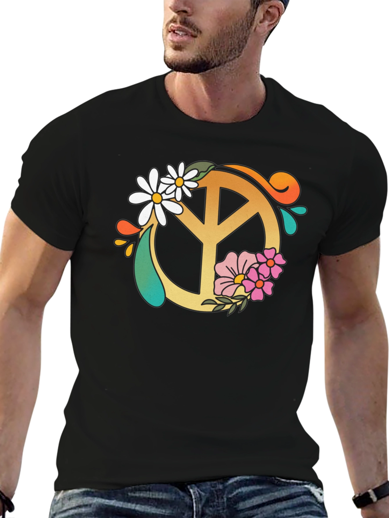 Floral Peace Sign Graphic Tee