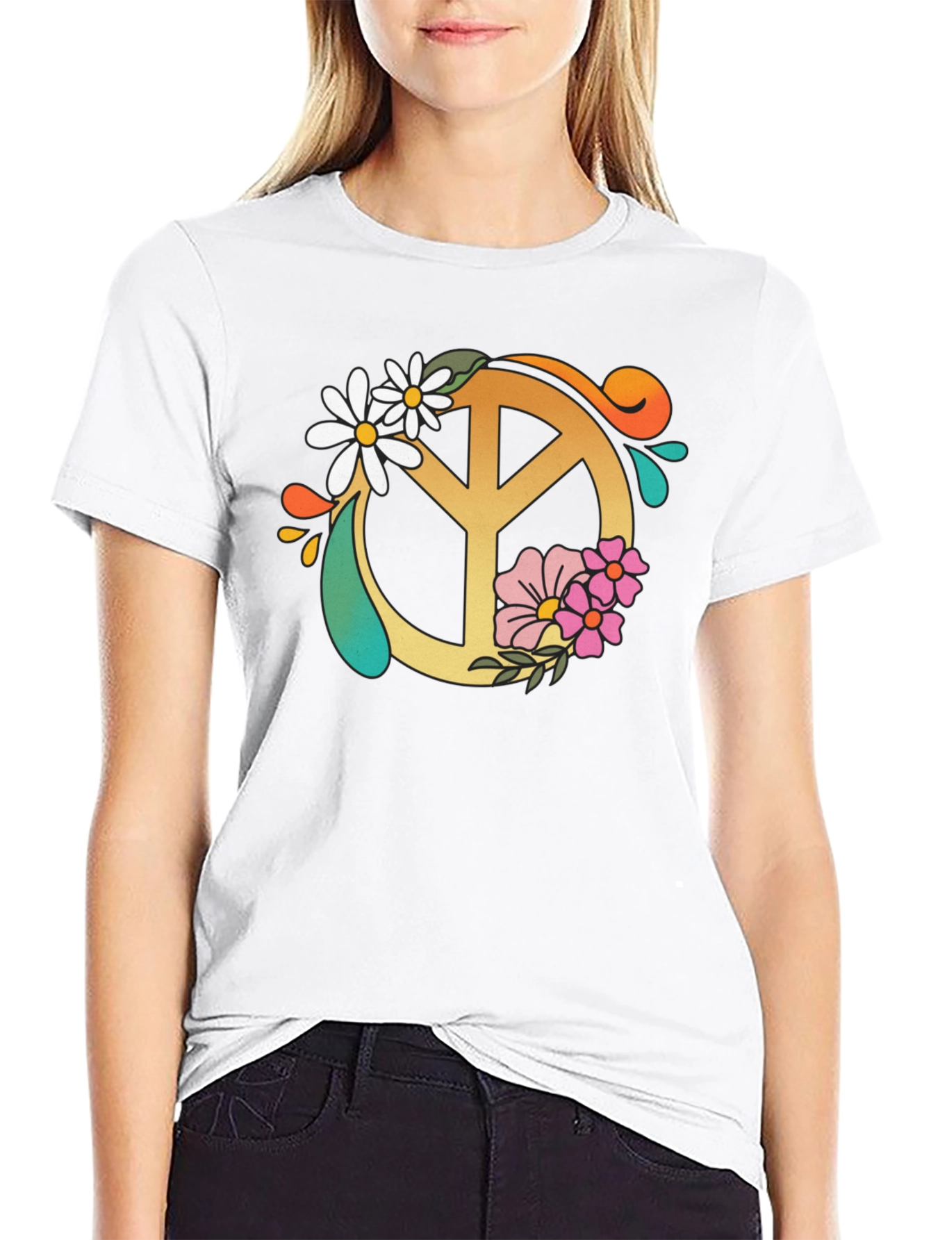 Floral Peace Sign Graphic Tee