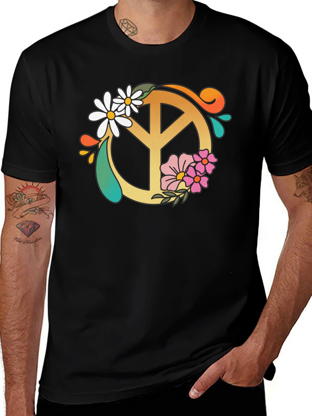 Floral Peace Sign Graphic Tee