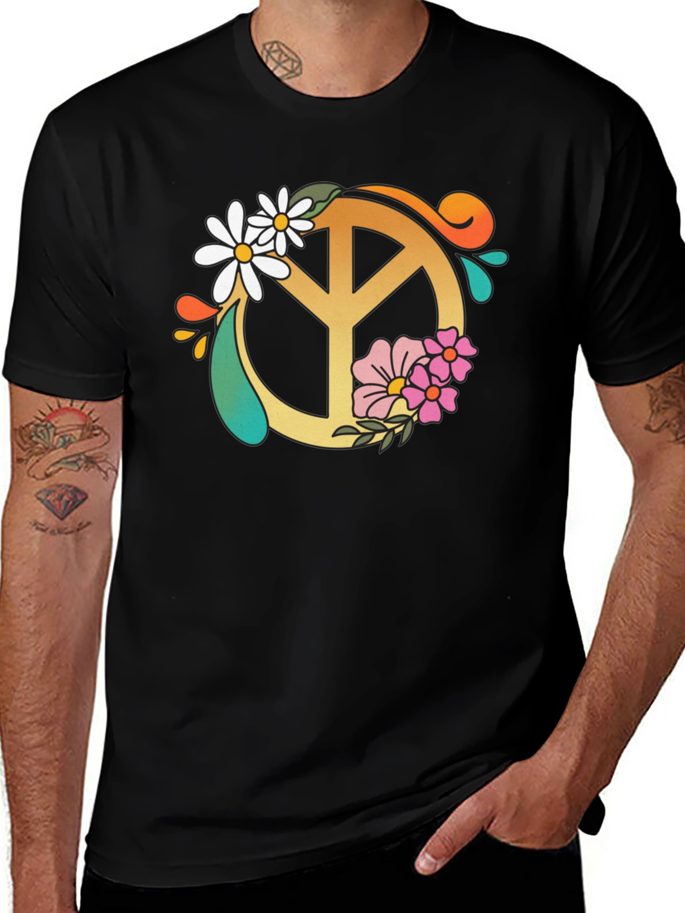 Floral Peace Sign Graphic Tee