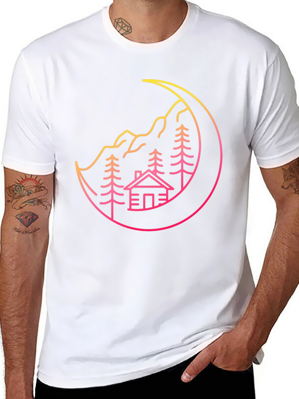 Cabin Moon Graphic Tee - Stylish Unisex Design