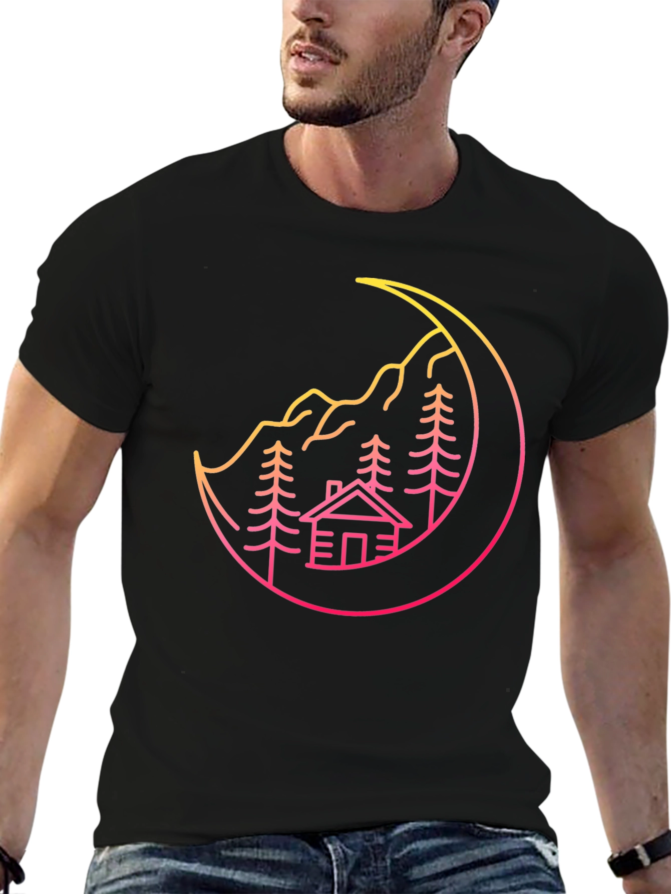 Cabin Moon Graphic Tee - Stylish Unisex Design