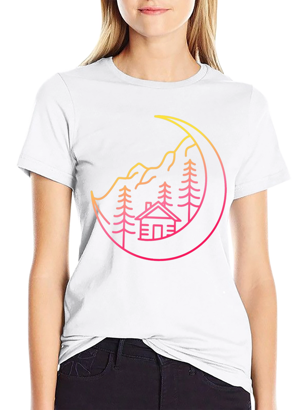 Cabin Moon Graphic Tee - Stylish Unisex Design