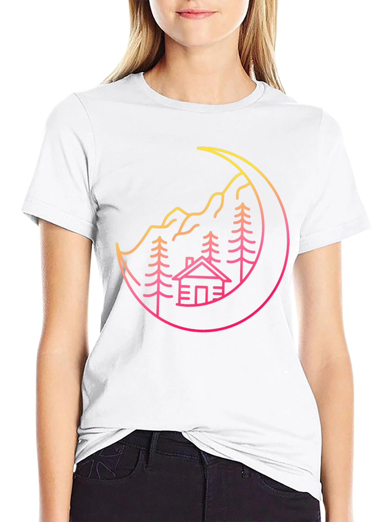 Cabin Moon Graphic Tee - Stylish Unisex Design