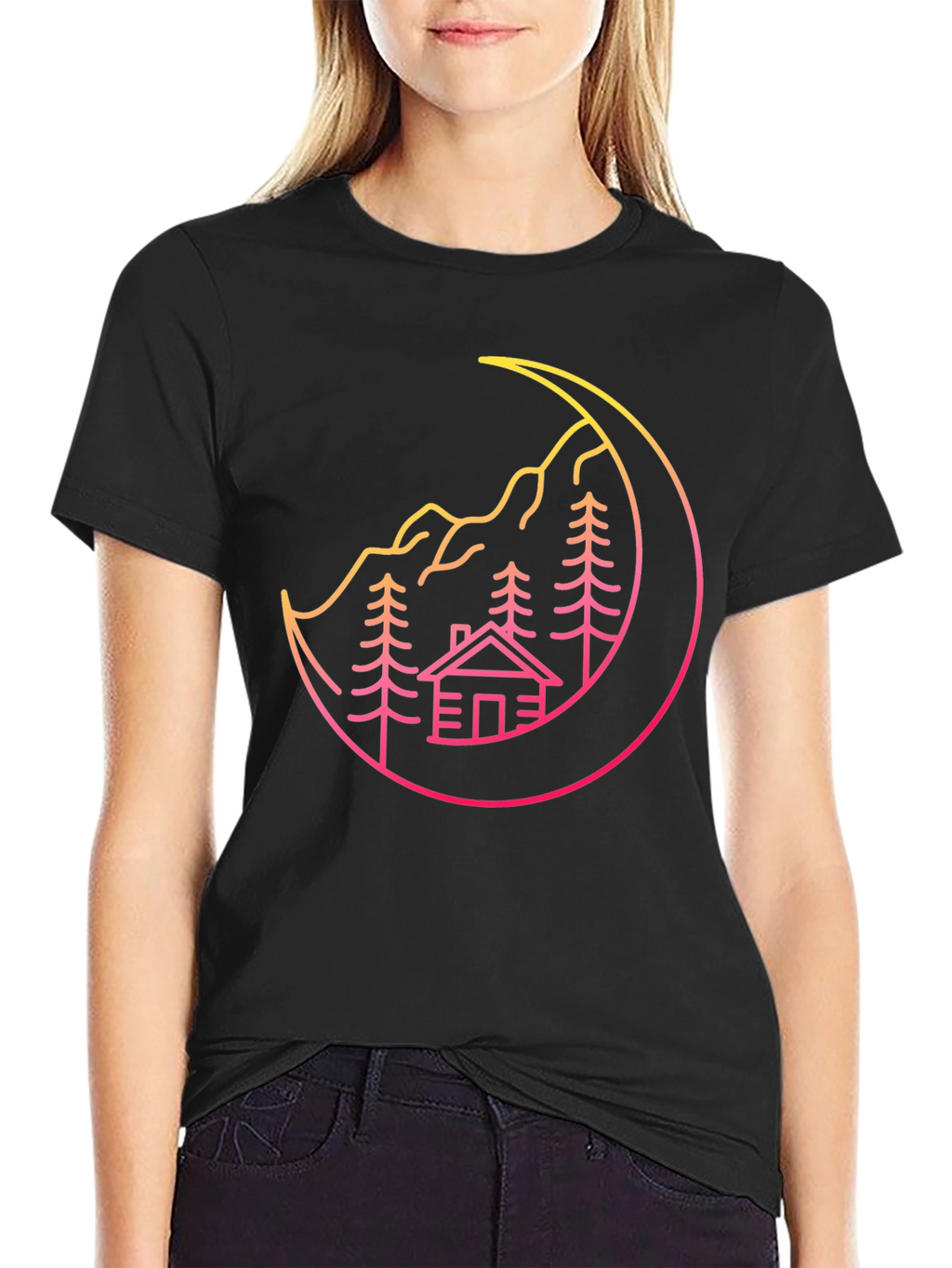 Cabin Moon Graphic Tee - Stylish Unisex Design