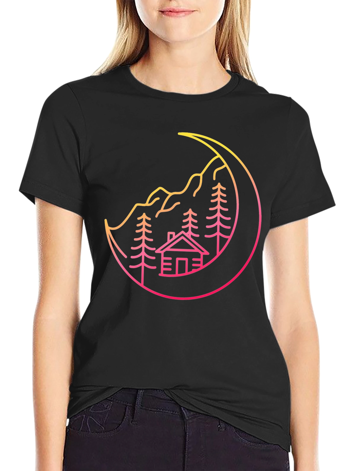 Cabin Moon Graphic Tee - Stylish Unisex Design