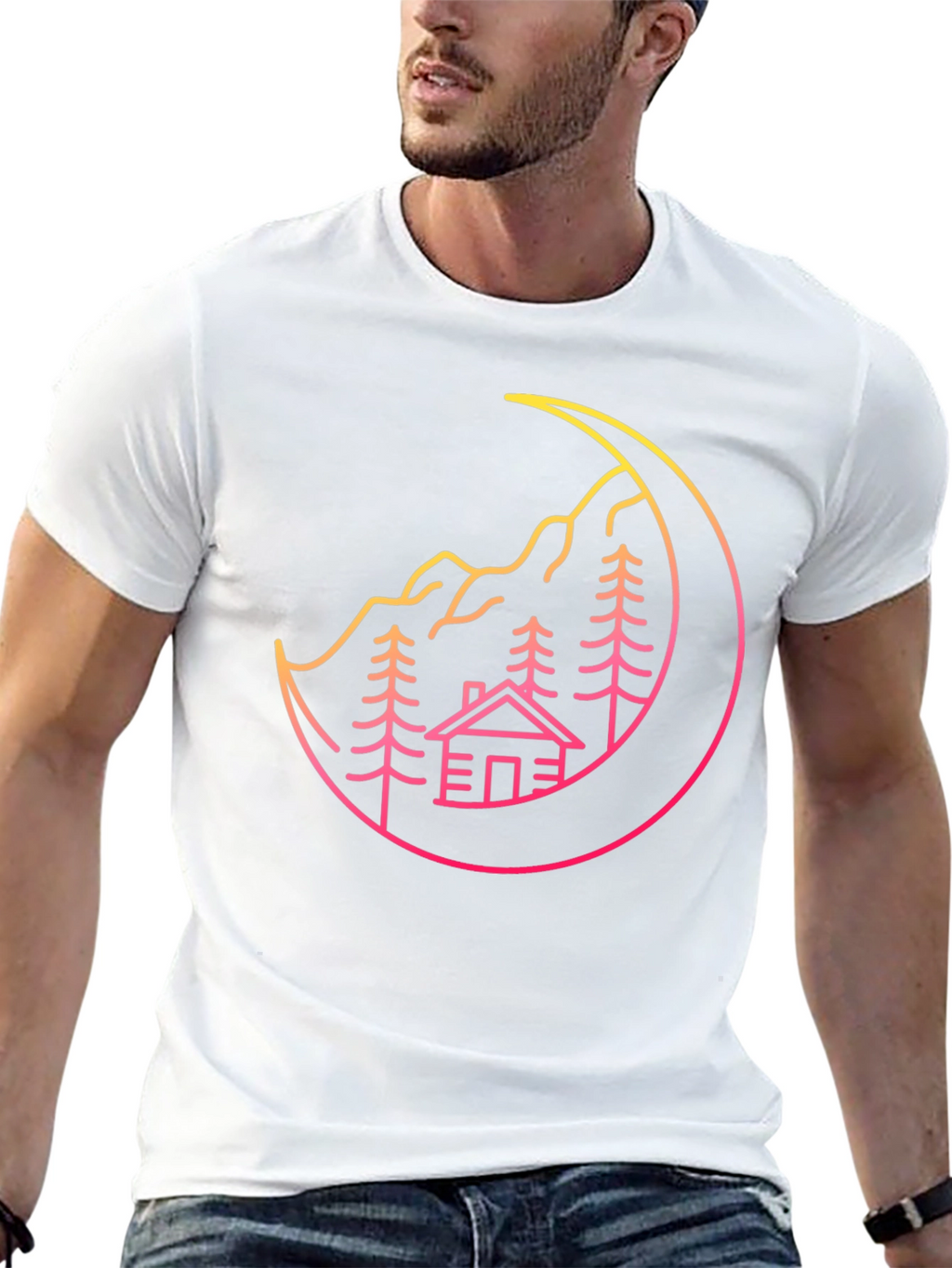 Cabin Moon Graphic Tee - Stylish Unisex Design