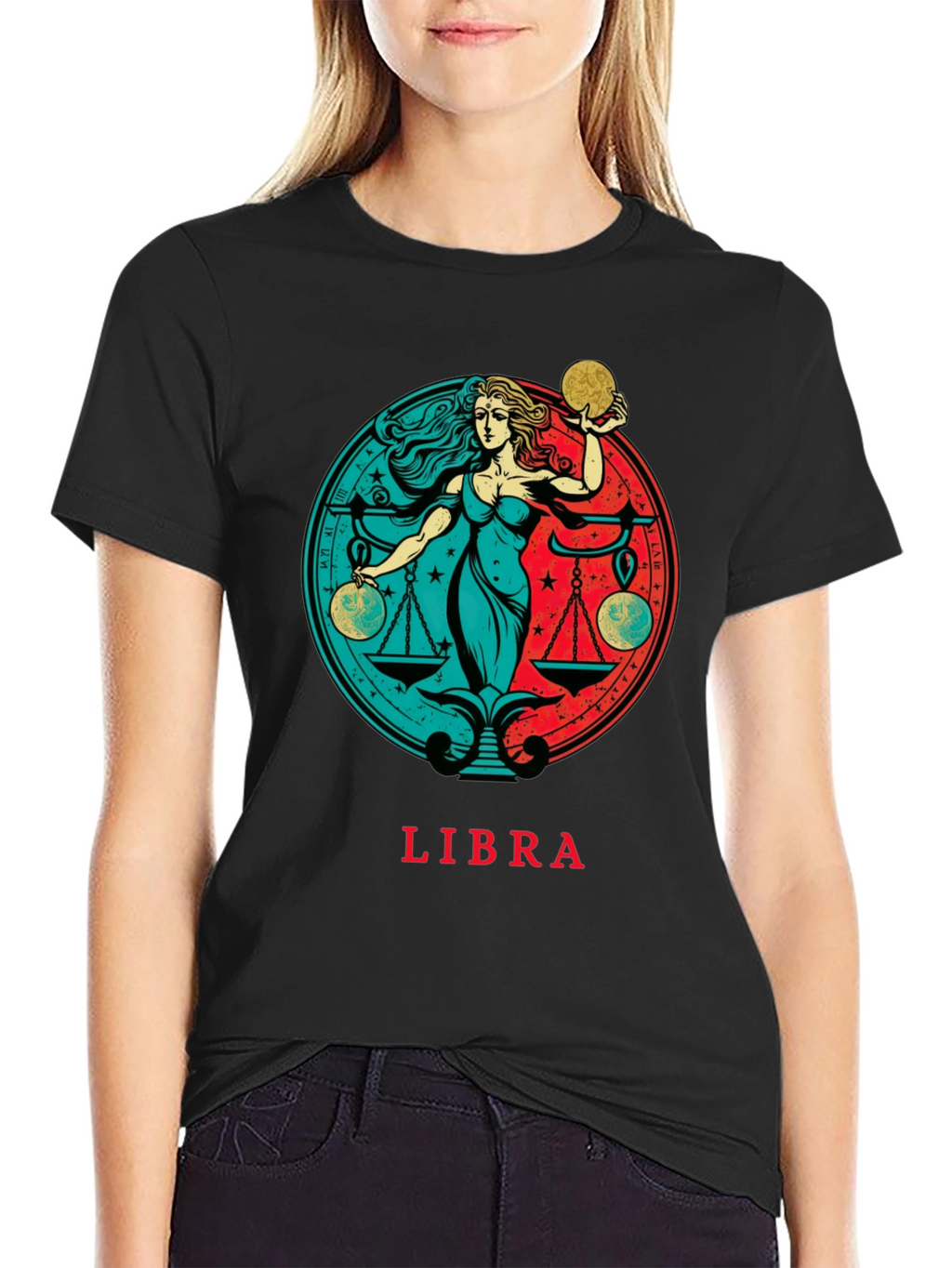 Libra Zodiac Graphic Tee - Black Cotton T-Shirt