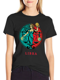 Libra Zodiac Graphic Tee - Black Cotton T-Shirt