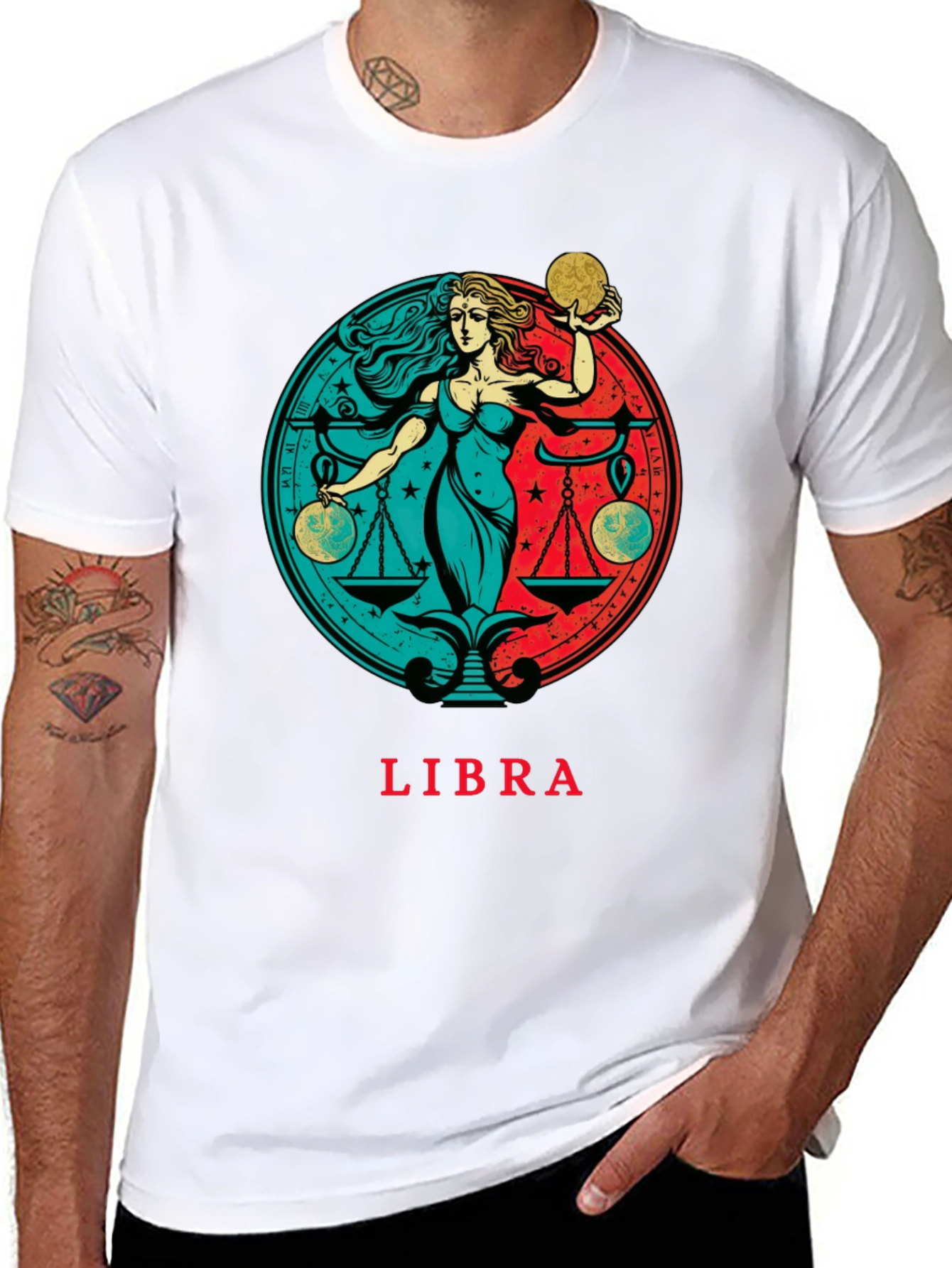 Libra Zodiac Graphic Tee - Black Cotton T-Shirt