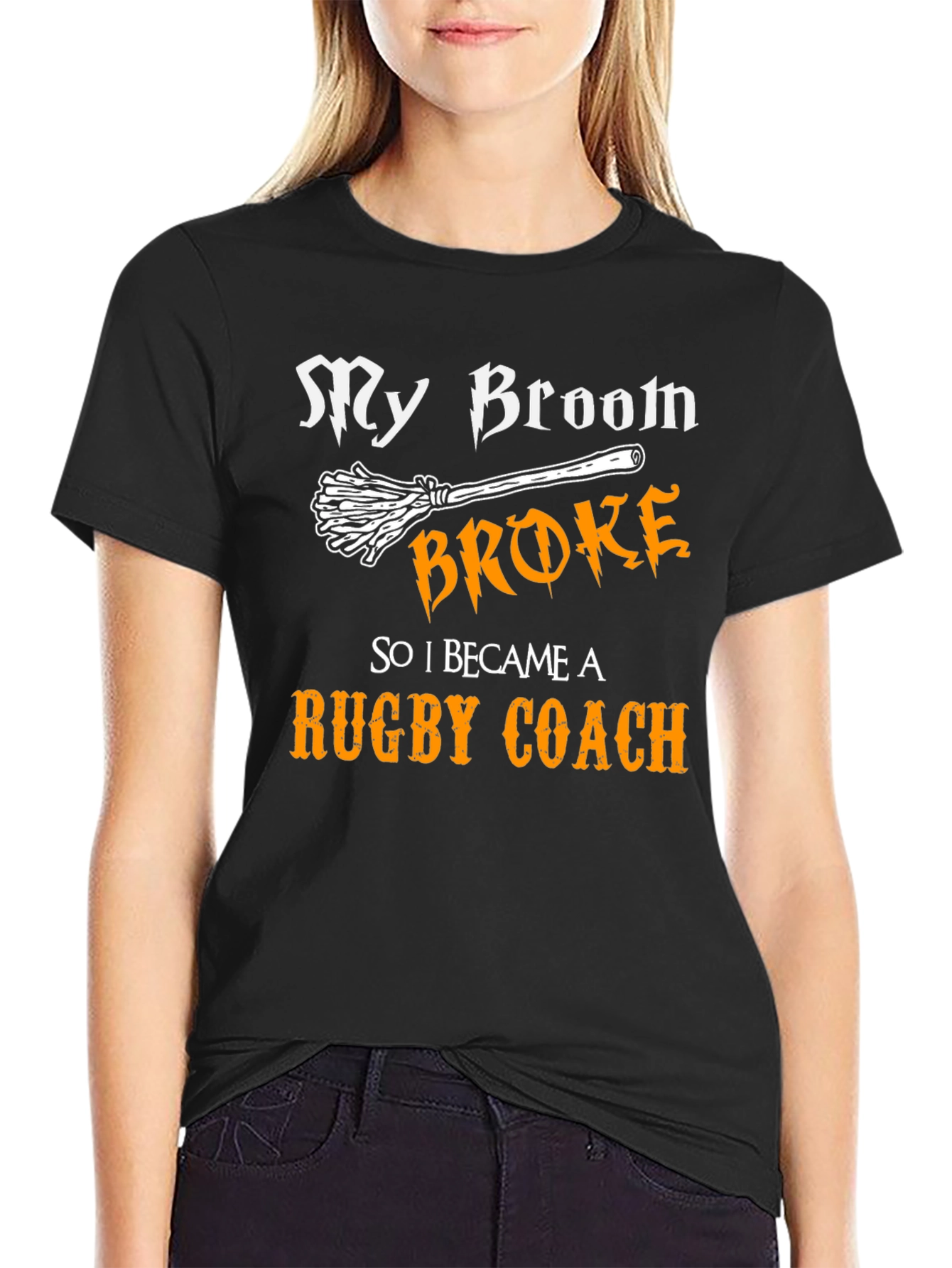 My Broom Broke Rugby Coach Graphic Tee