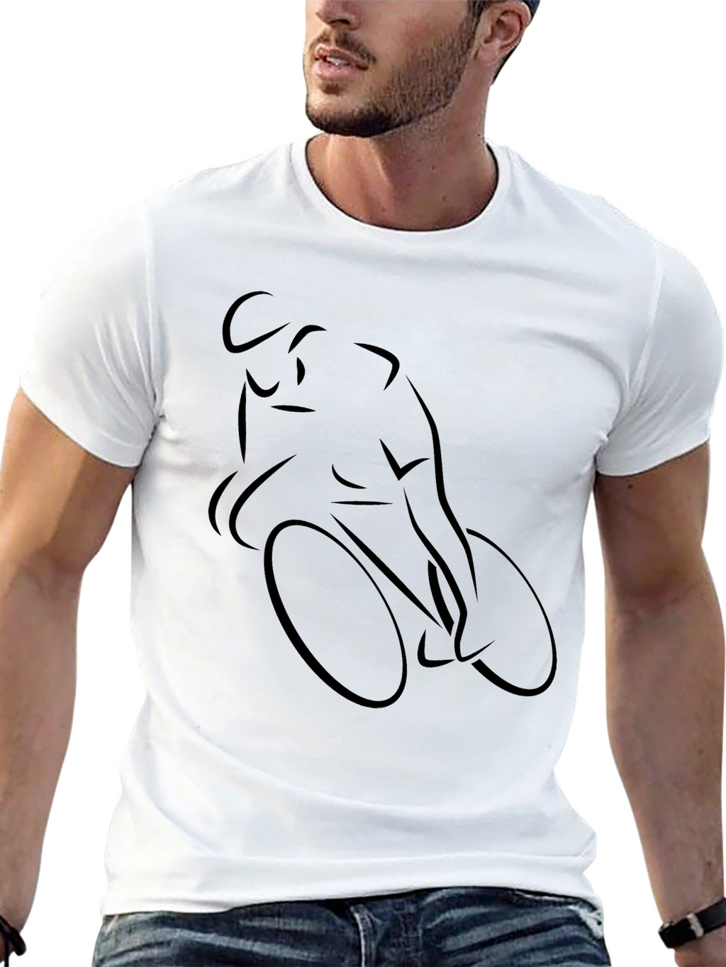 Mens Black Cycling Silhouette T-Shirt