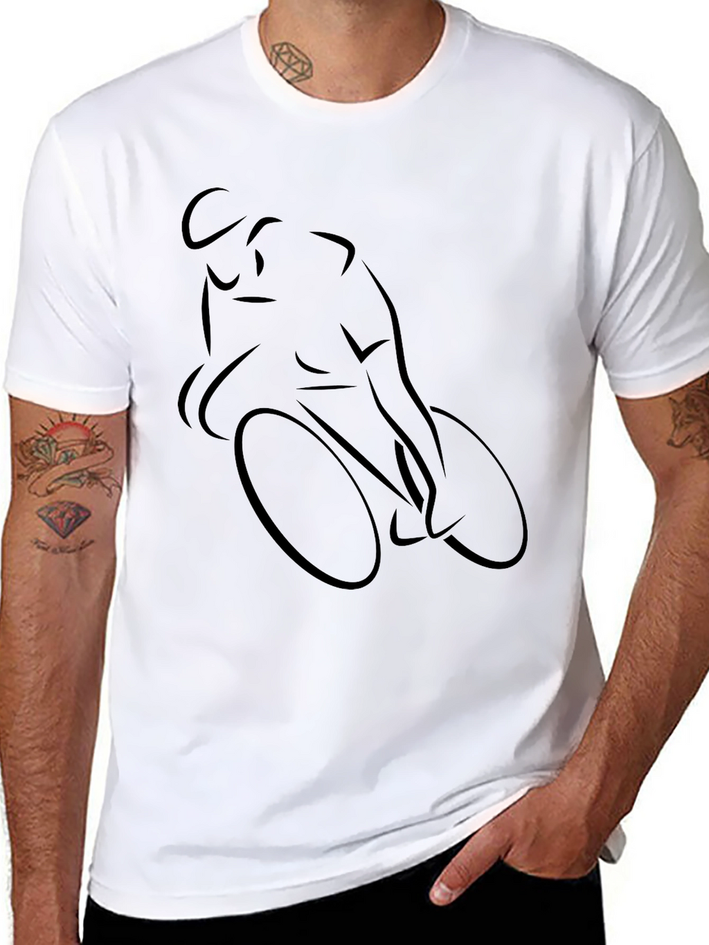 Mens Black Cycling Silhouette T-Shirt