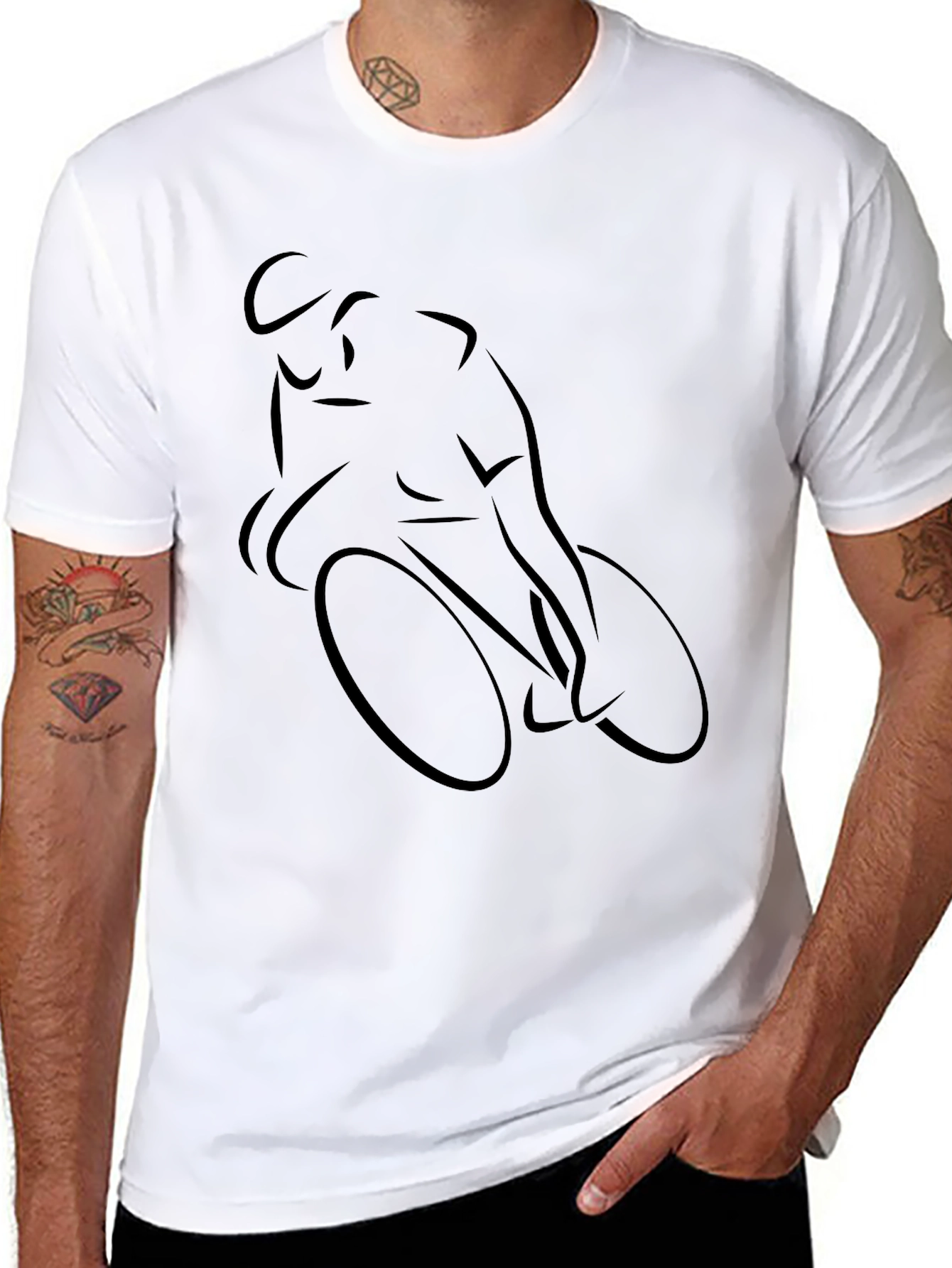 Mens Black Cycling Silhouette T-Shirt