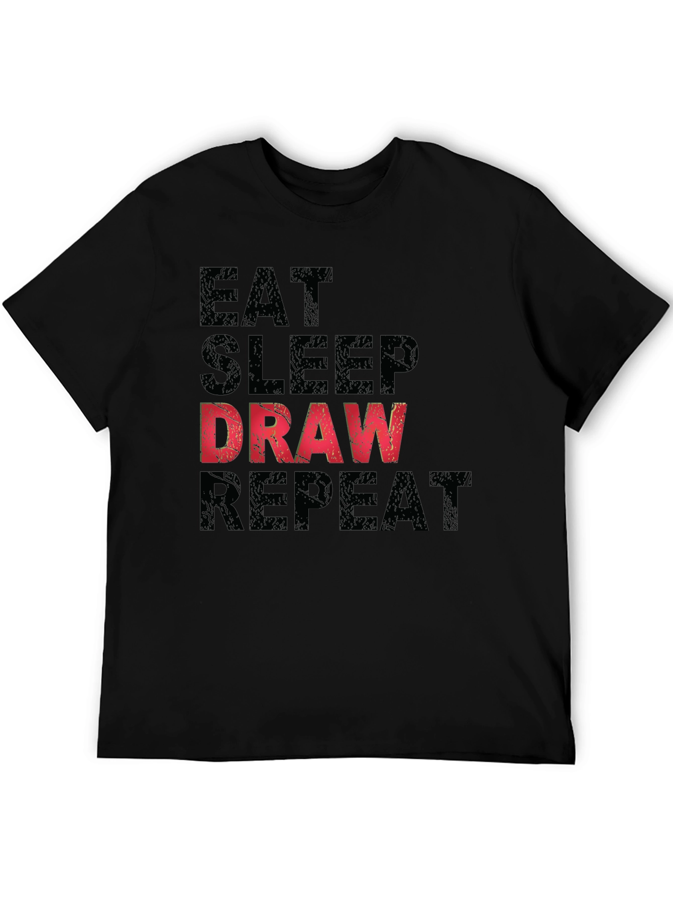 Eat Sleep Draw Repeat Graphic Tee - Black