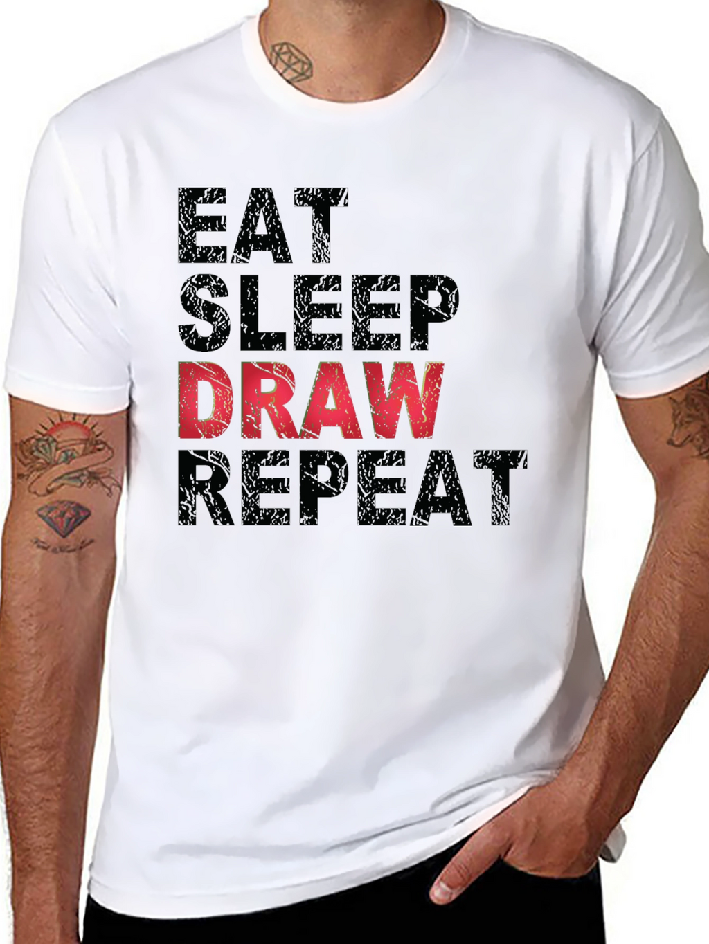 Eat Sleep Draw Repeat Graphic Tee - Black