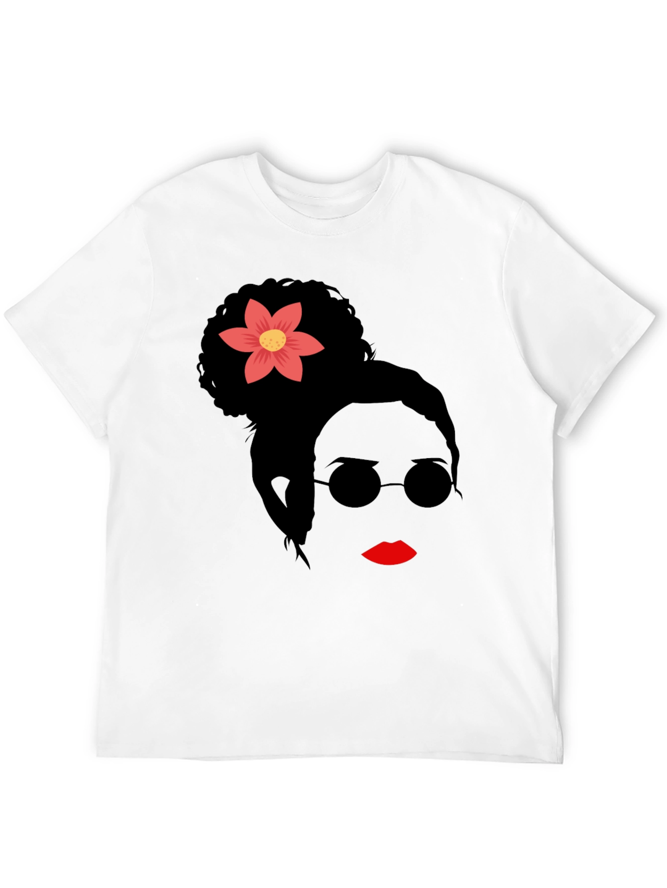 Stylish Woman with Flower Graphic T-Shirt