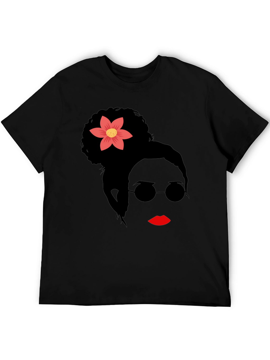 Stylish Woman with Flower Graphic T-Shirt