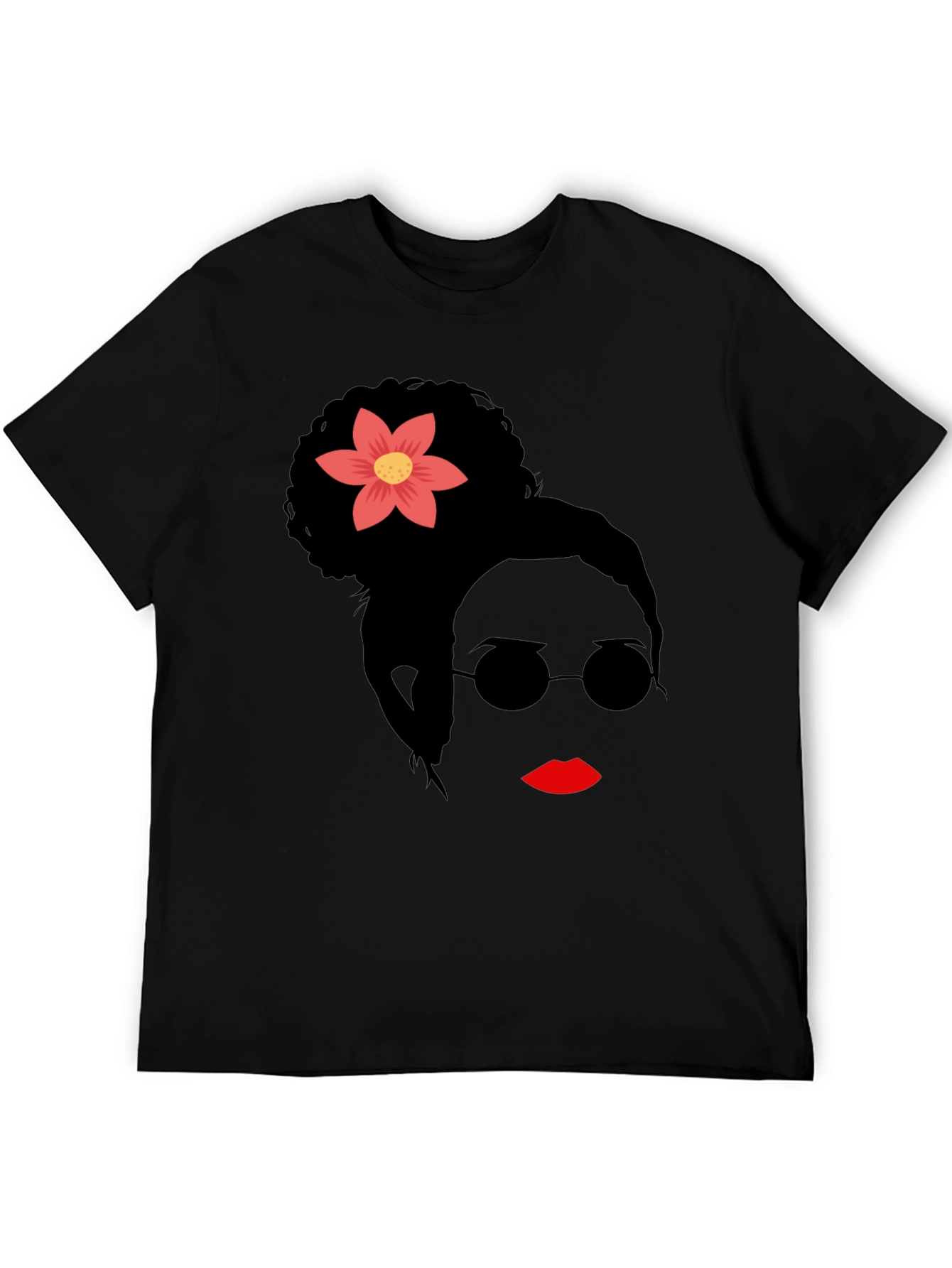 Stylish Woman with Flower Graphic T-Shirt