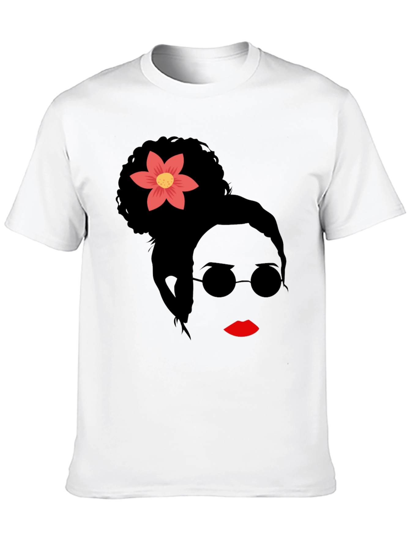 Stylish Woman with Flower Graphic T-Shirt