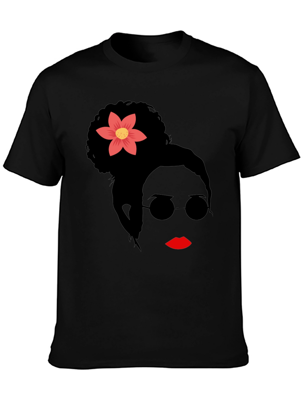Stylish Woman with Flower Graphic T-Shirt