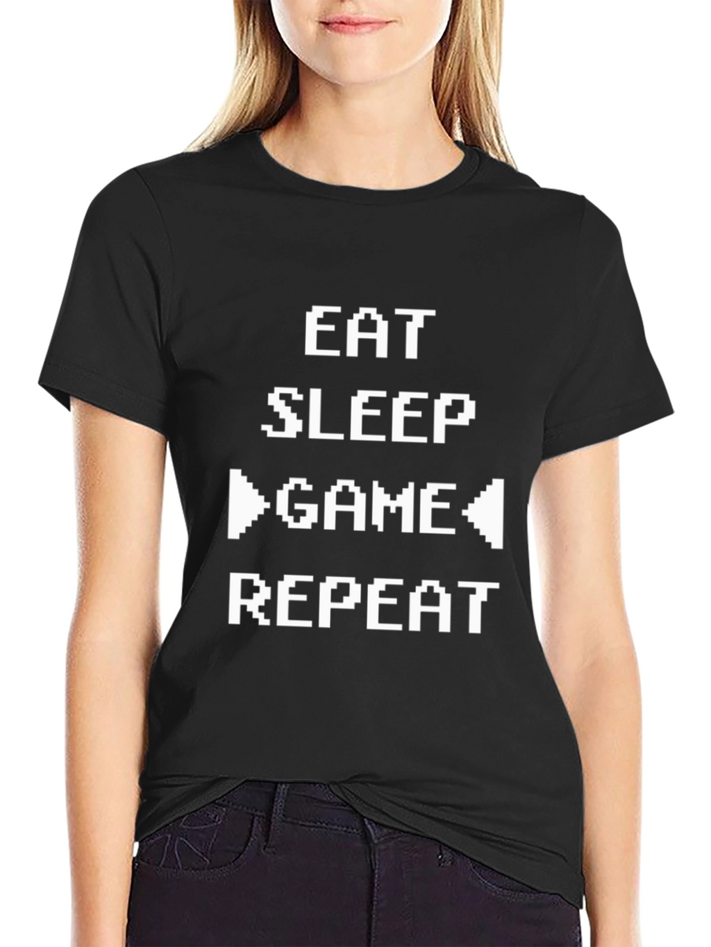 Eat Sleep Game Repeat Black T-Shirt