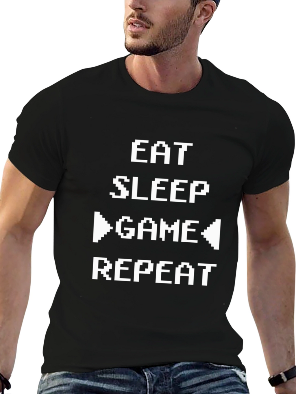 Eat Sleep Game Repeat Black T-Shirt