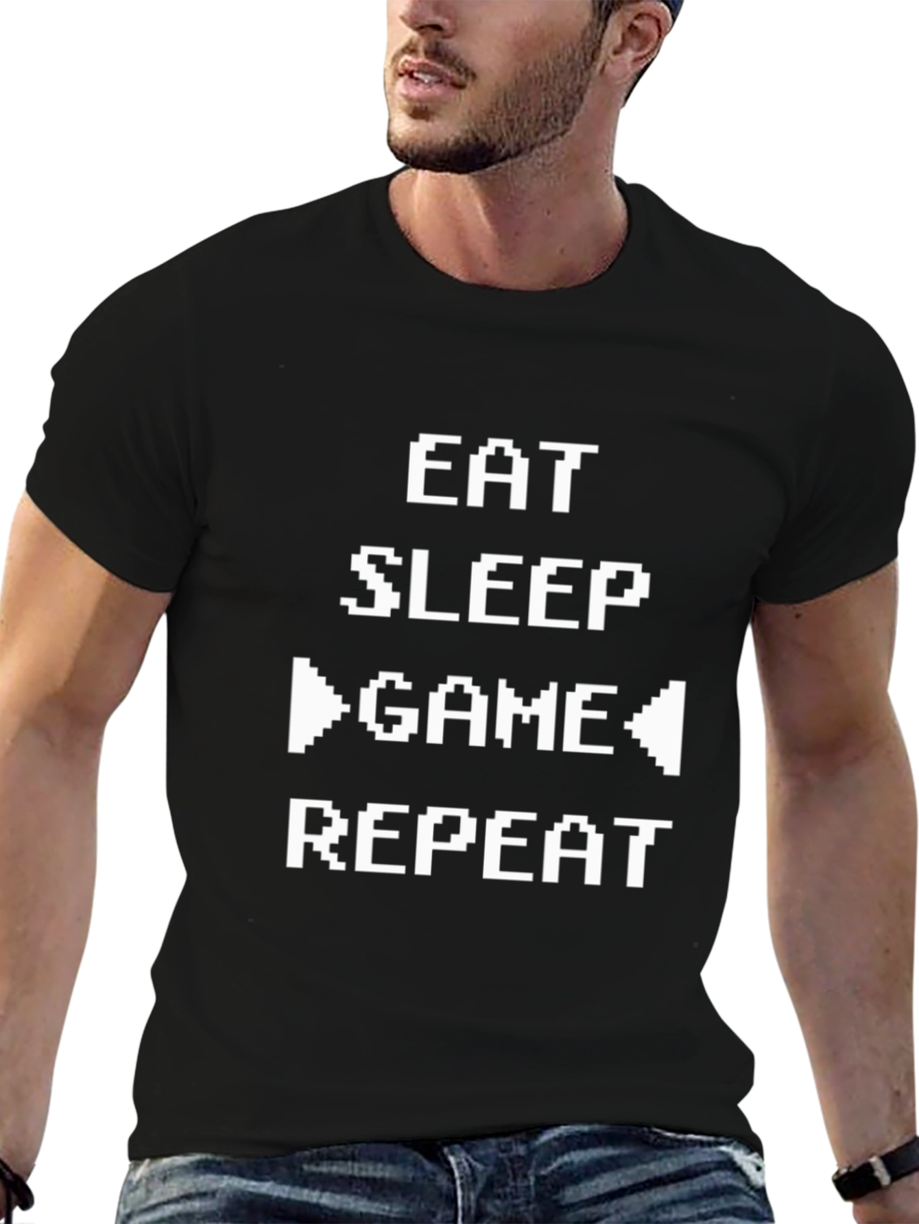 Eat Sleep Game Repeat Black T-Shirt