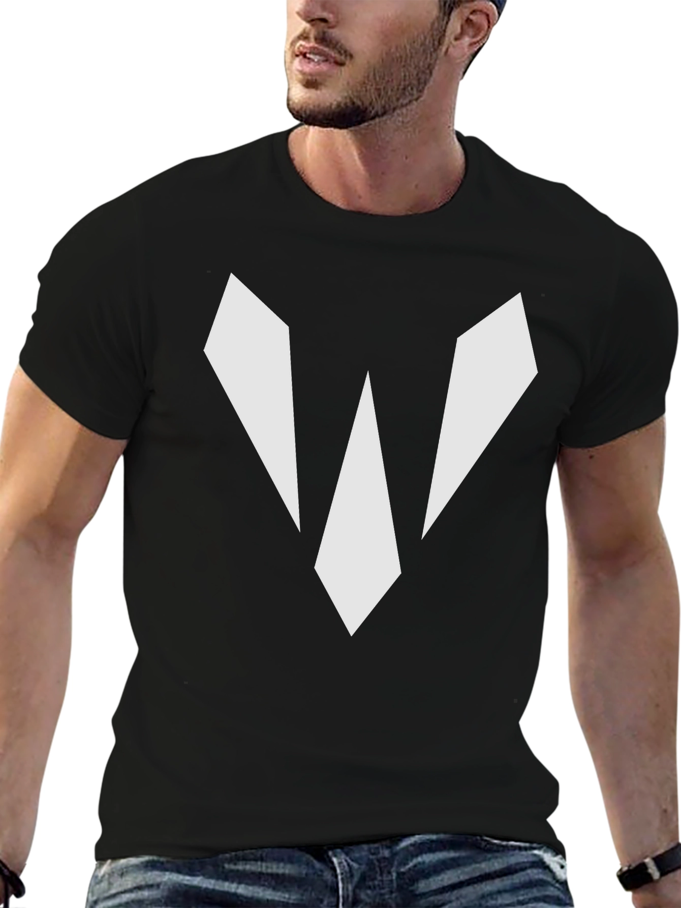 Geometric Graphic Black Tee Shirt
