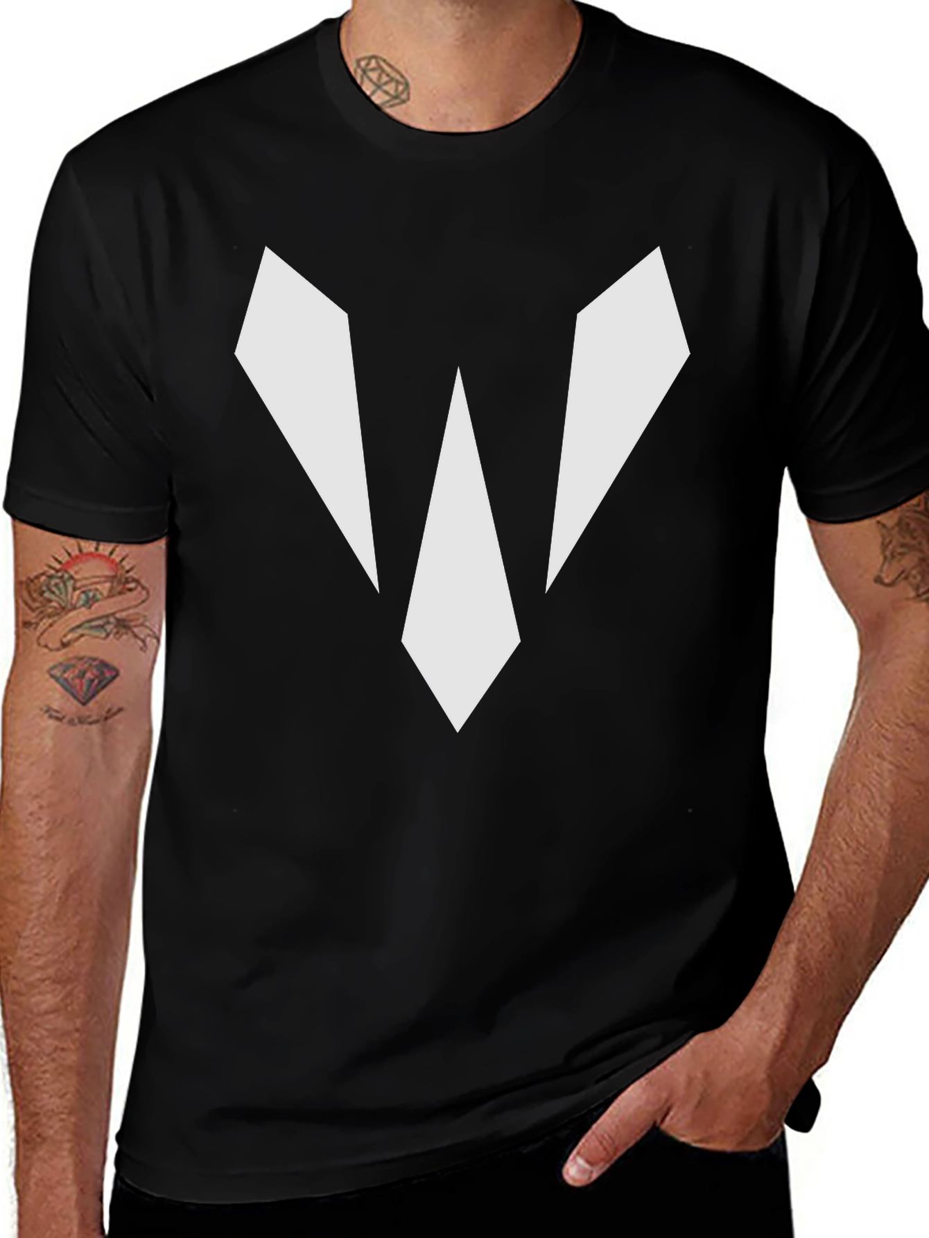 Geometric Graphic Black Tee Shirt