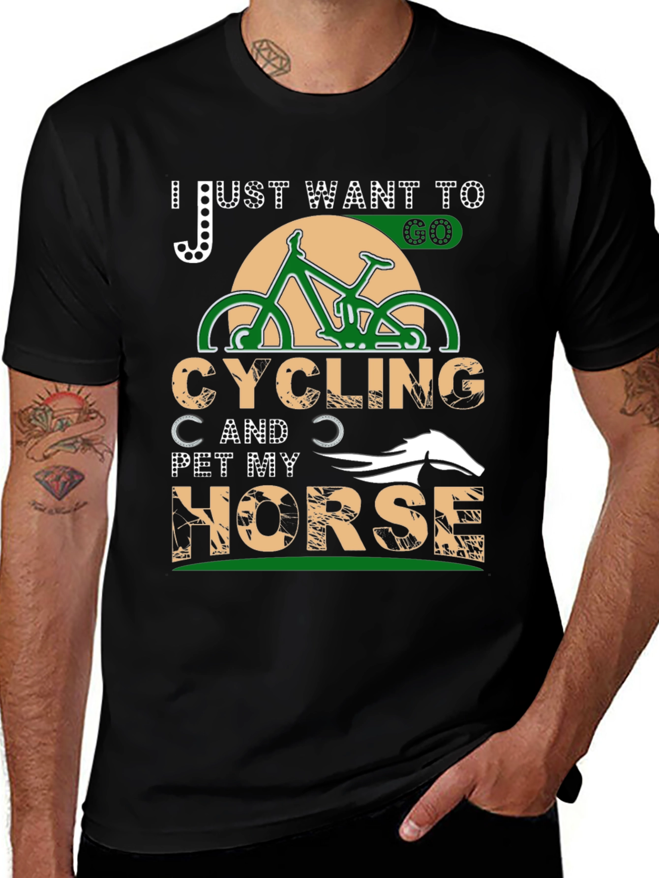Cycling & Horse Petting T-Shirt - Hobby Tee