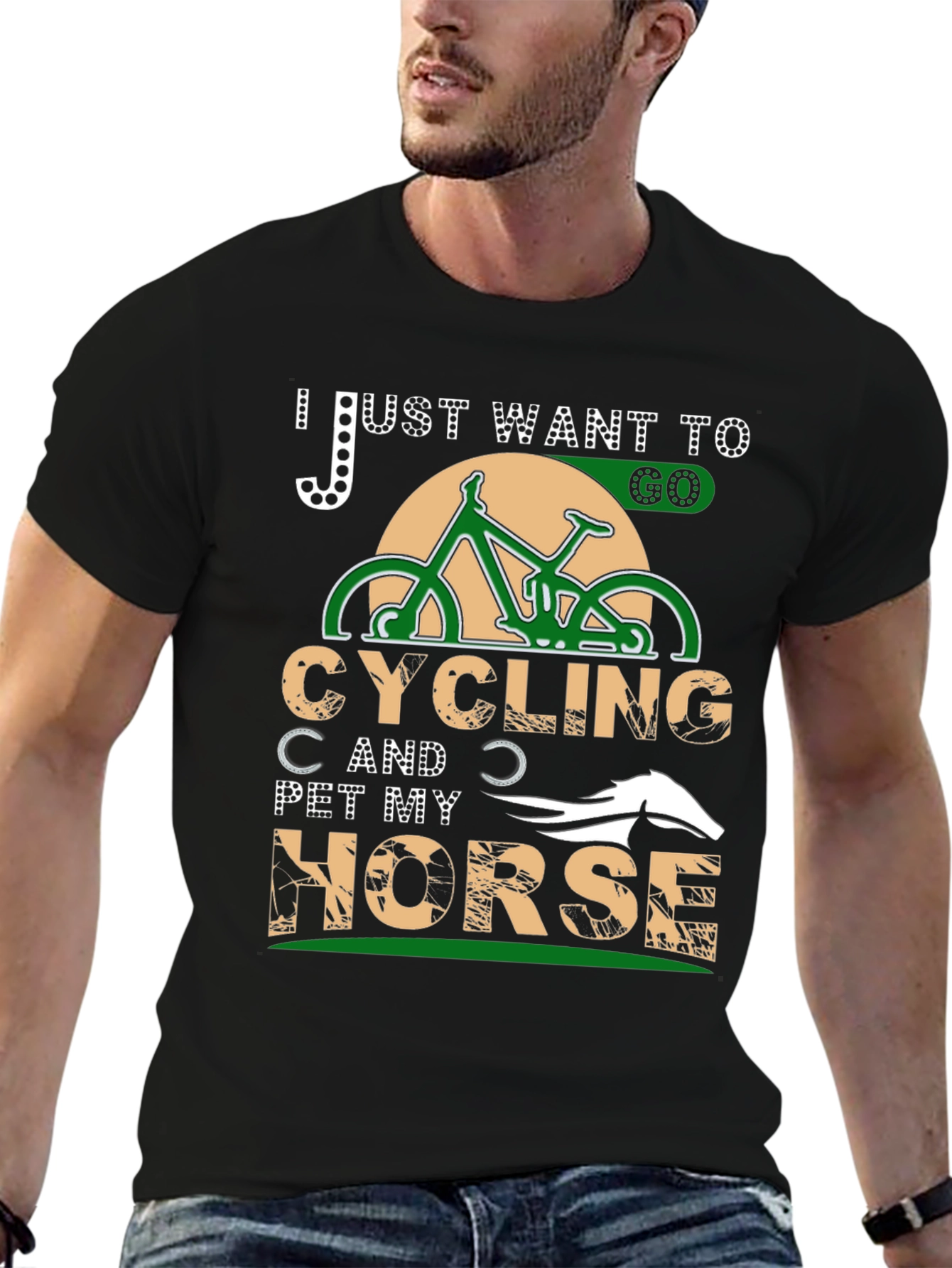 Cycling & Horse Petting T-Shirt - Hobby Tee