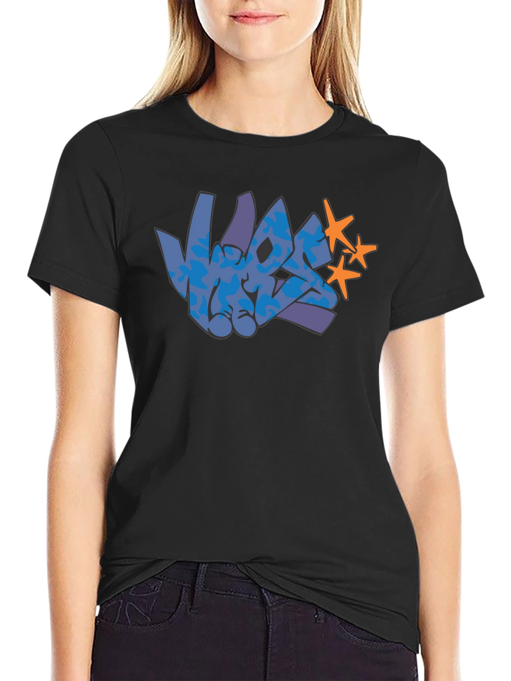 Graffiti Graphic Print Black T-Shirt