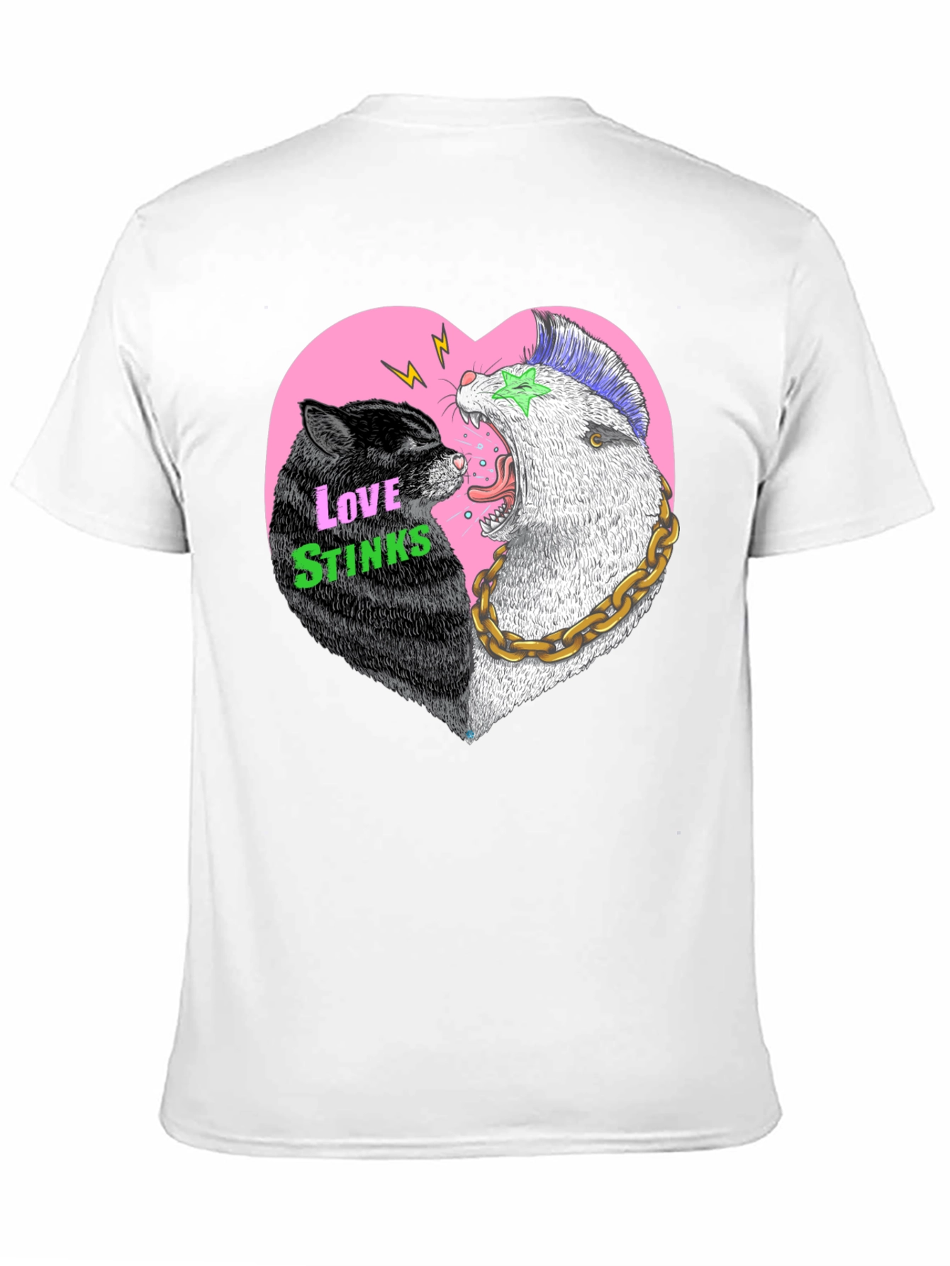 Love Stinks T-Shirt - Punk Cat & Opossum Heart