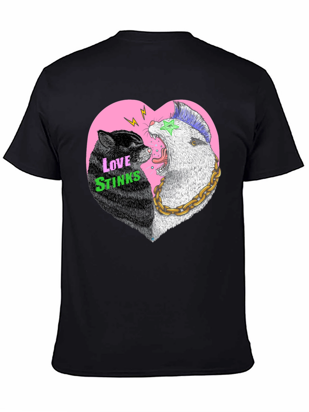 Love Stinks T-Shirt - Punk Cat & Opossum Heart