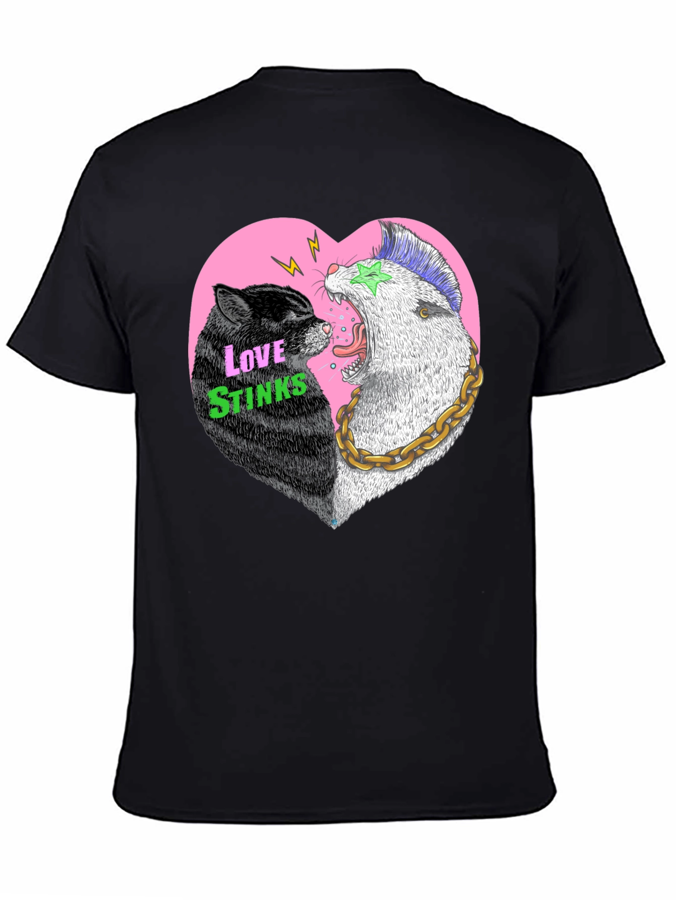 Love Stinks T-Shirt - Punk Cat & Opossum Heart