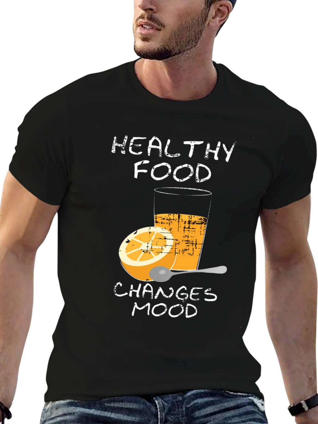 Healthy Food Changes Mood Black T-Shirt