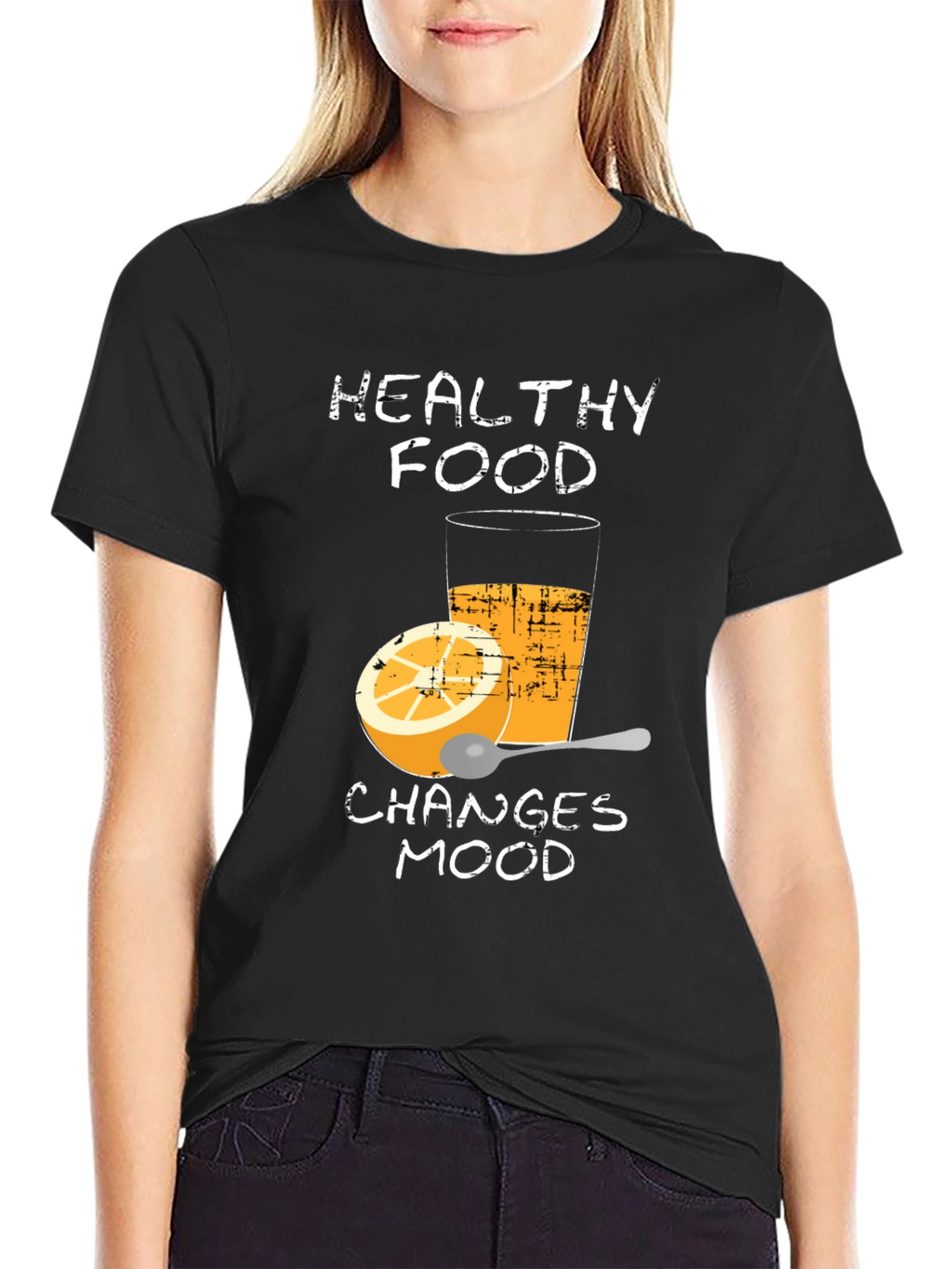Healthy Food Changes Mood Black T-Shirt