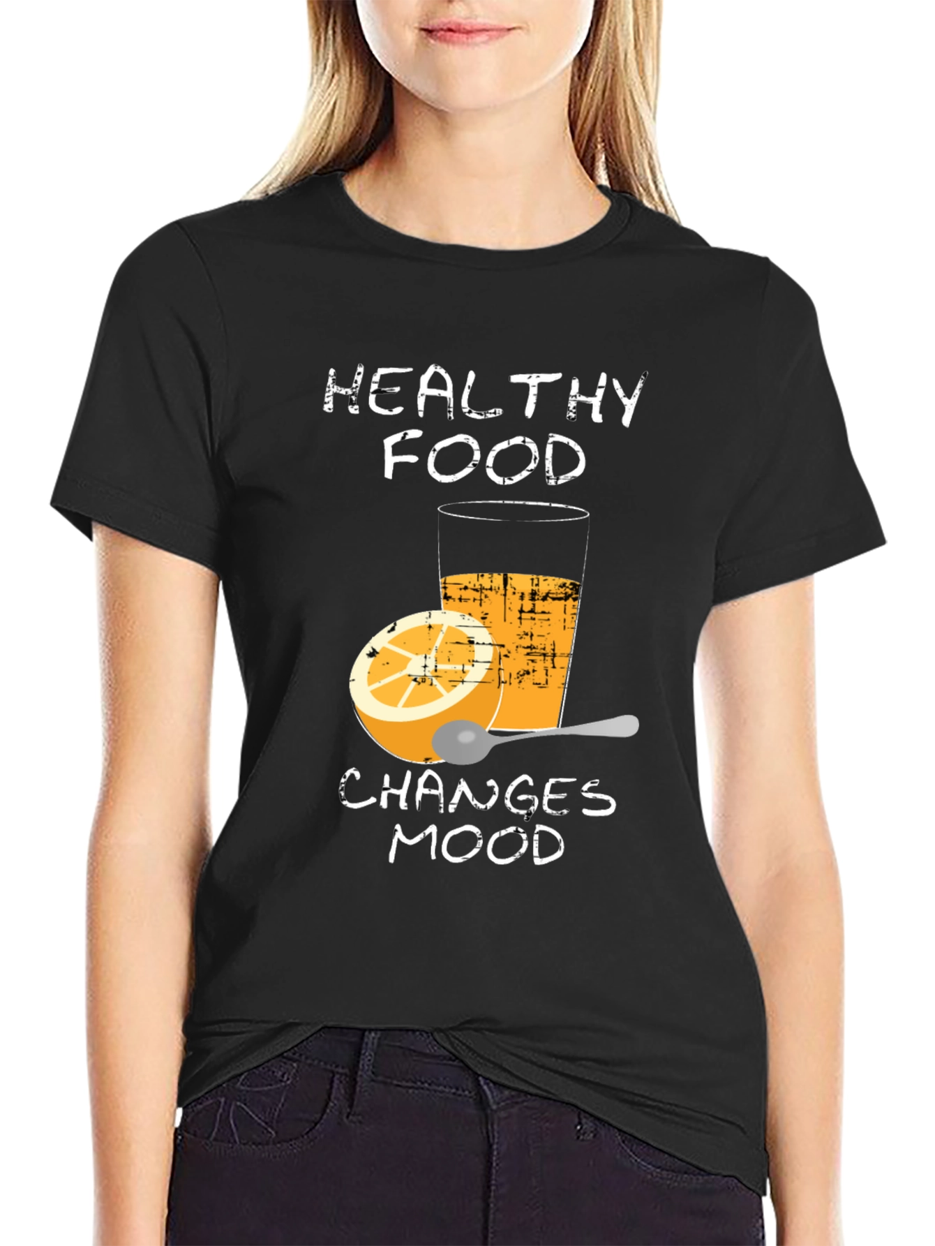 Healthy Food Changes Mood Black T-Shirt