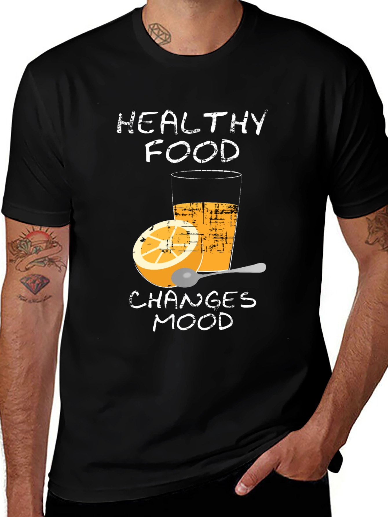 Healthy Food Changes Mood Black T-Shirt
