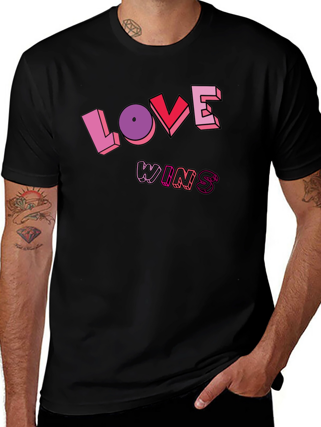 Love Wins Graphic Tee - Unisex Black T-Shirt