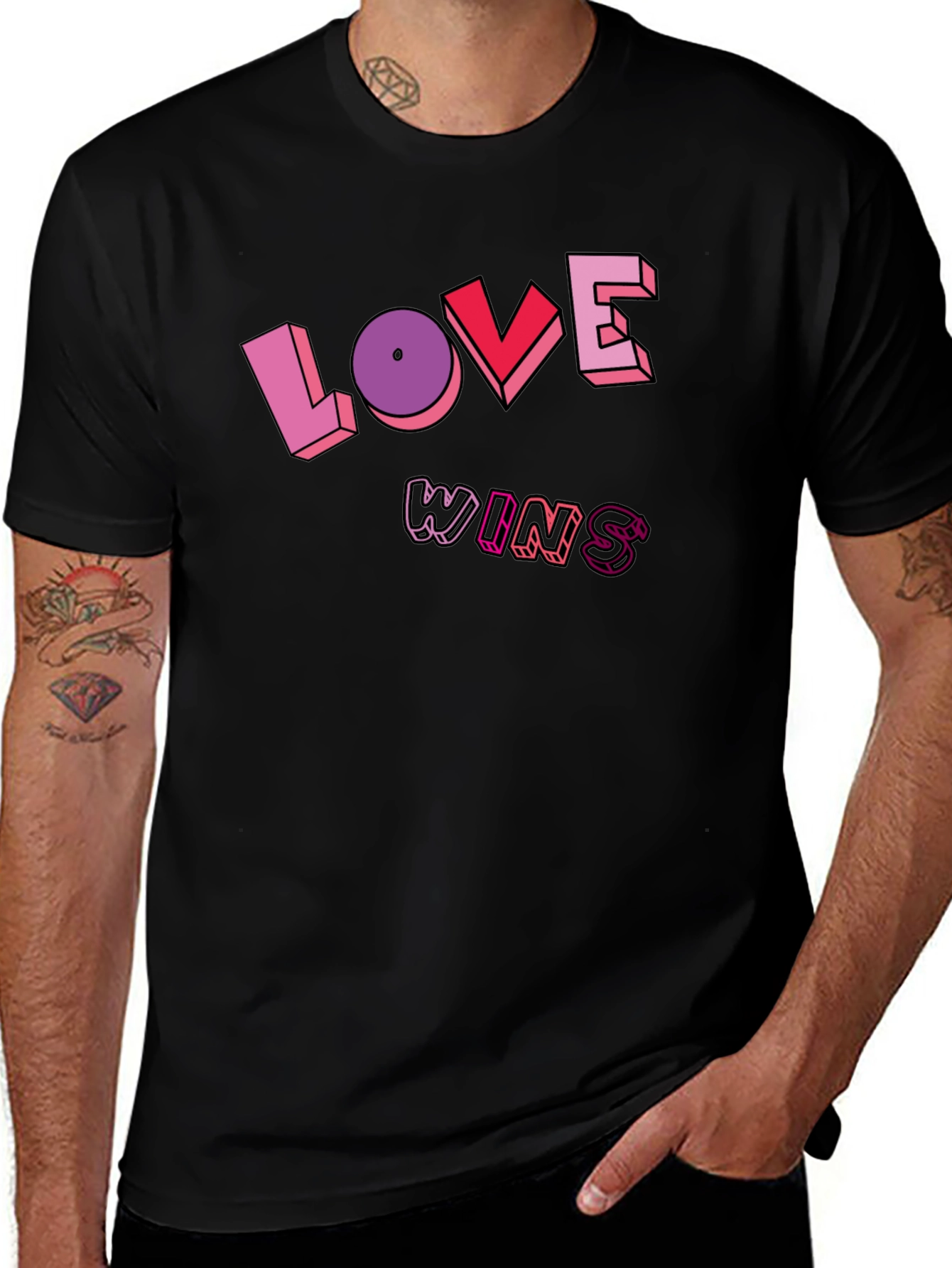 Love Wins Graphic Tee - Unisex Black T-Shirt
